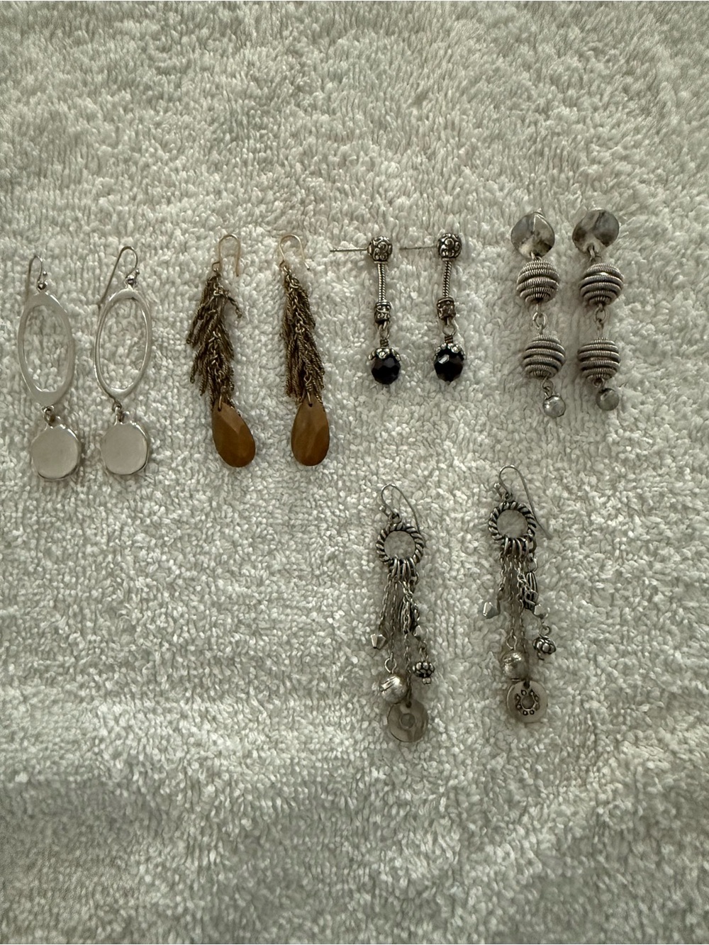 Mixed Silver and Brown Drop Earrings - Women Jewelry Collection